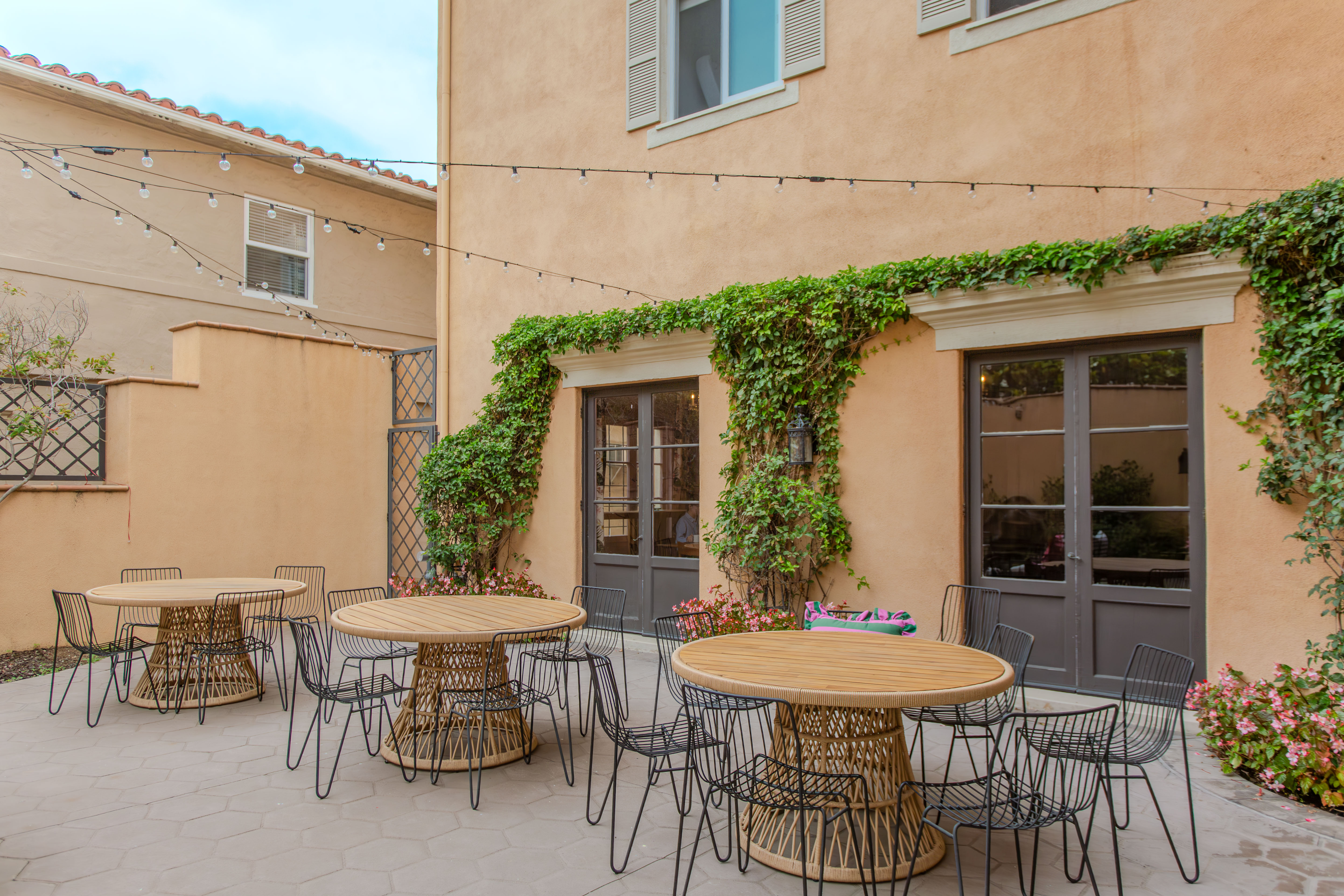 Courtyard cafe tables